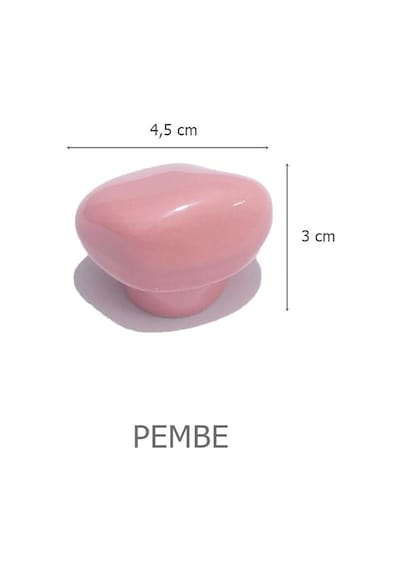 5 Adet Porselen Pembe Taş Düğme Tek Vidalı Mobilya Dolap Kulp