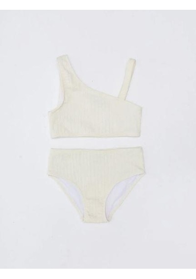 Deep Beach Dokulu Kumaş Kız Çocuk Bikini Takım Bej