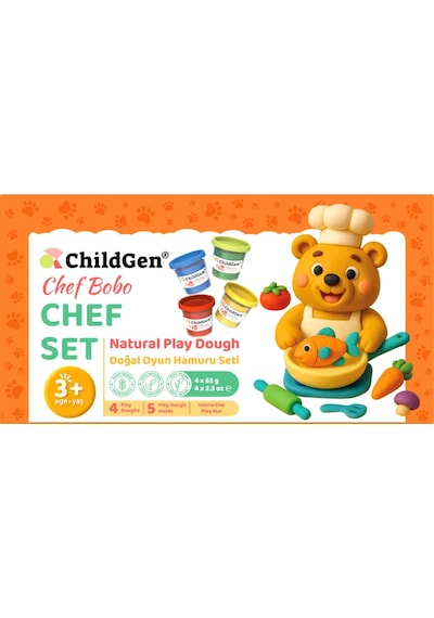 Childgen Doğal Oyun Hamuru Sevimli Patiler - Chef Set Çok  Renkli