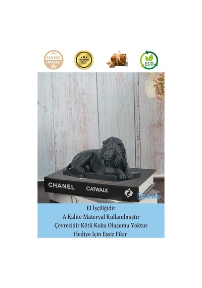 Dekoratif Biblo Yeleli Aslan Heykel El Yapımı Hediyelik Süs Eşyası Model Aslan3 - Siyah