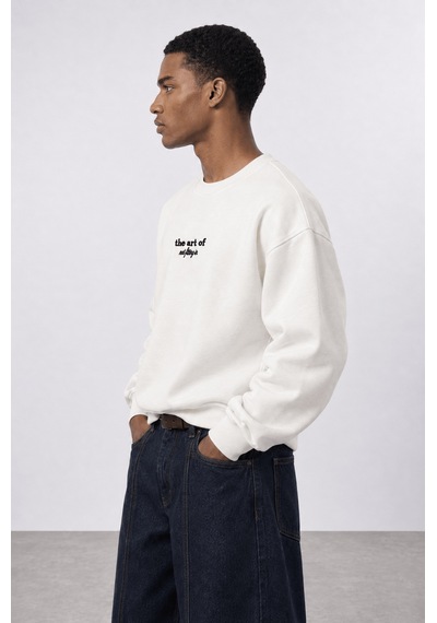 Respire Erkek The Art Of Patch Detaylı Oversize Sweatshirt Ekru