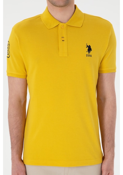 U.S. Polo Assn. Erkek Slim Fit Polo Yaka Sarı Basic Tişört 50305929-VR094