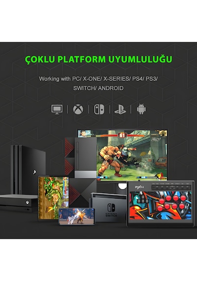 Pxn X8 Arcade Stick Oyun Kumandası Mekanik Tuşlu Vewlıx Layout Ps3 / Ps4 / Pc / Xbox / Switch Uyumlu