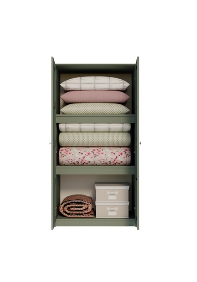 Lucas 2 Kapılı Yüklük, Yorgan, Yastık Dolabı Yeşil