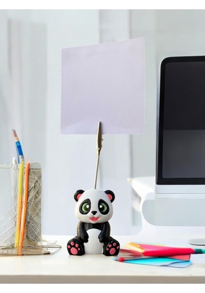 Sevimli Mutlu Panda Fotoğraf Not Tutacağı Hediyelik Not Tutucu Siyah