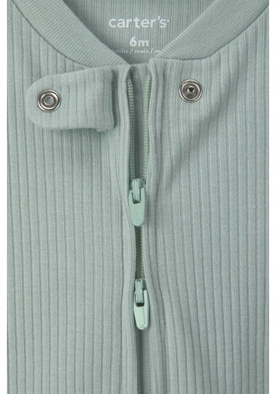 Carter's Erkek Bebek Layette 2'li Fermuarlı Patikli Tulum Set Yeş Yeşil