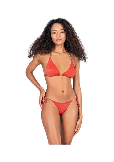 Endeep Kadın Zincir Aksesuarlı Üçgen Kırmızı Bikini Takımı