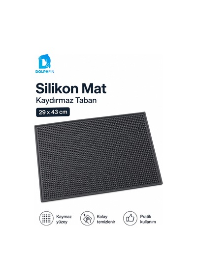 Silikon Kaydırmaz Bar Matı Bulaşık Kurutma Ve Tezgâh Altlığı 29x43 Cm Siyah