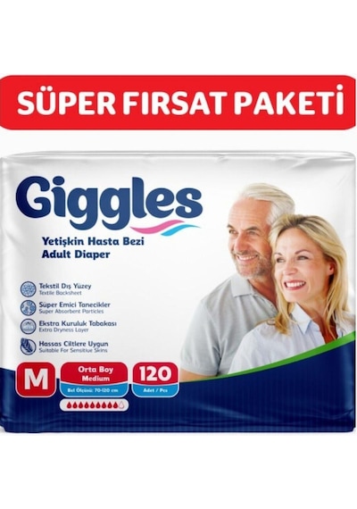 Giggles Yetişkin Bel Bantlı Hasta Bezi Medium 30'lu 4 Paket 120 Adet L