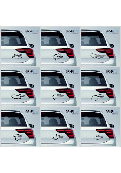 Harita Yarış Pisti Görünüm Sticker 2'Li Paket - 81 Il Parlak Siyah
