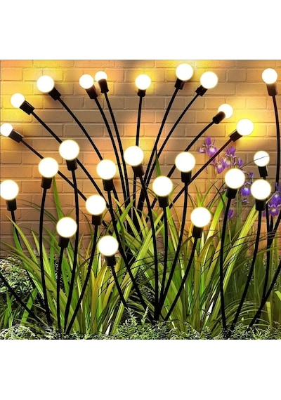 8 Ledli Güneş Enerjili 2 Modlu Sarı Işık Bahçe Aydınlatma Lambası Solar Bahçe Süsü Amber - Beyaz - Mavi