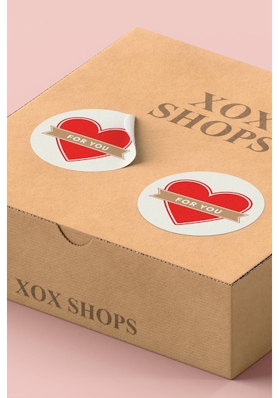 90 Adet For You Kırmızı Kalpli Paketleme Sticker 3x3cm St2019 Çok Renkli