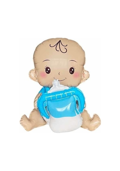 Vıp Yüksek Kalite 2 Adet Erkek Bebek Folyo Balon 66 Cm Yeni Doğan Erkek Folyo Balon Biberonlu Bebek Renkli