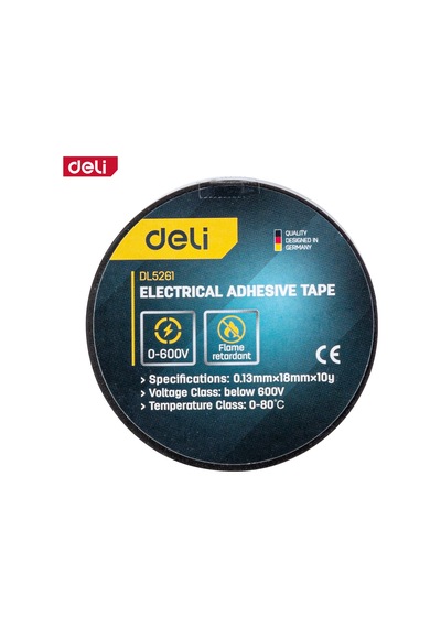 Delı Elektrik Yalıtım Bandı 0.13mm 18mm 10m Siyah İzolasyon Bandı
