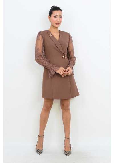 Dorne Moda Özel Koleksiyon Dantel Kol Mini Elbise - Düğün - Mezuniyet - Ofis Şıklığı Kahverengi Kahverengi Dorne Moda Özel Koleksiyon Dantel Kol Mini Elbise - Düğün - Mezuniyet - Ofis Şıklığı Kahverengi Kahverengi