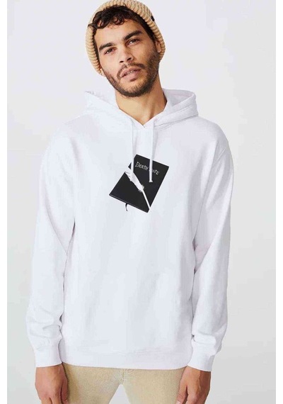 Anime Note Book Baskılı Beyaz Erkek Örme Kapşonlu Sweatshirt