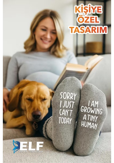 Elf Reklam Kişiye Özel Çorap Altı Baskı Beyaz