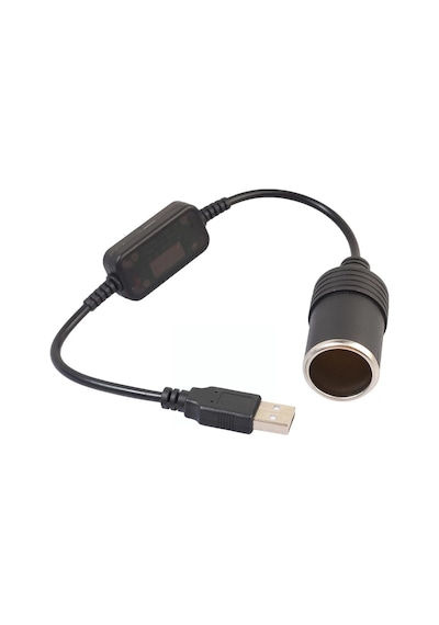Usb 2.0 5 Volt 2 Amper To 12 Volt - 0.8 Amper Çakmak Fişi Dişi Çevirici 30 Cm