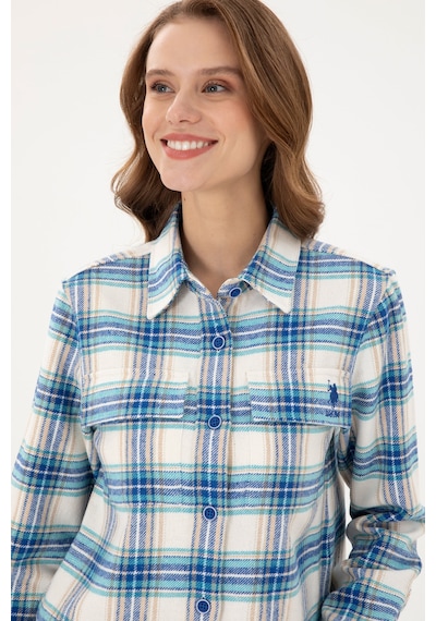 U.s. Polo Assn. Kadın Saks Gömlek Desenli 50291115-vr045 Saks