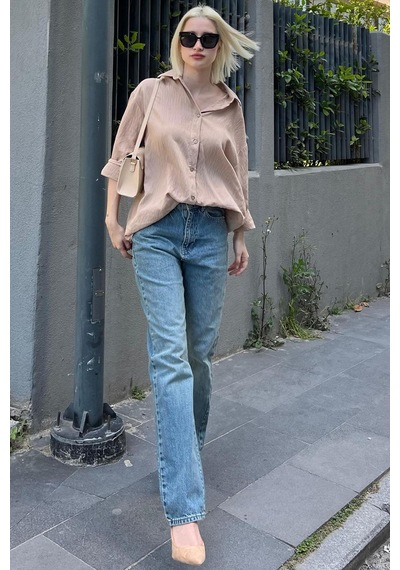 Madmext Mavi Straight Fit Kadın Jean Mg2034-mavi Mavi