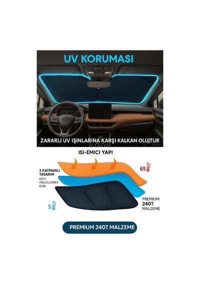 Tr 4 Mevsim Araba Güneşlik Araba Araç İçi Güneşlik Araç Yan Cam Araba Ön Cam Güneşliği 140-80 Cm Genel