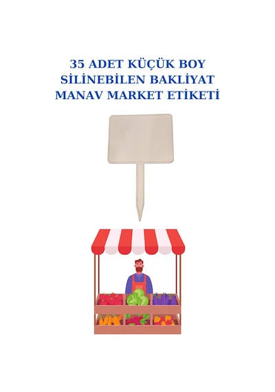 Yaz Sil Küçük Boy Sapla Bakliyat Etiketliği 35 Adet Manav Pazarcı Etiketi 001 Beyaz