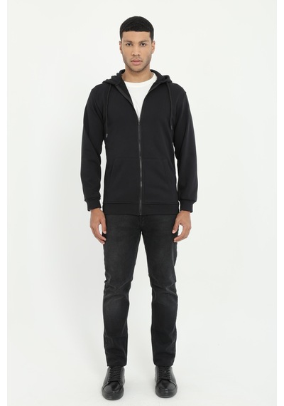 Dufy Erkek Regular Fit Kapüşonlu Siyah Sweatshirt-19452