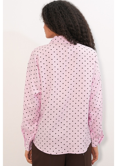 Bigdart Kadın Oversize Puantiyeli Gömlek 20392 - Pembe