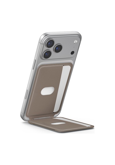 Skinarma Axis Serisi Foldable Stand Özellikli Deri Tasarımlı Kartlık Haki Haki