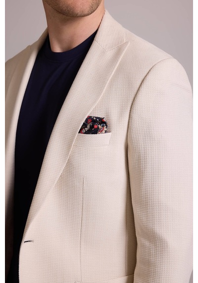 Erkek Krem Slim Fit Sivri Yaka Takım Elbise