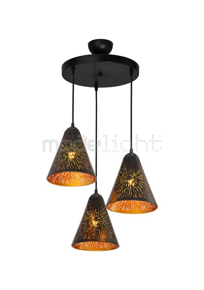 Lazer Kesim Desenli Metal 3lü Avize - Salon-oturma-çocuk-yemek-yatak Odası-antre-mutfak Çizgi Desen Çizgi Desen