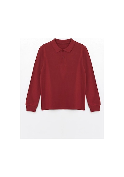 Waynap Unisex Uzun Kol Lakos Polo Yaka Okul Tshirt Bordo