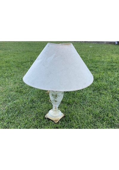 Kristal Desenli Cam Antika Abajur 75 CM