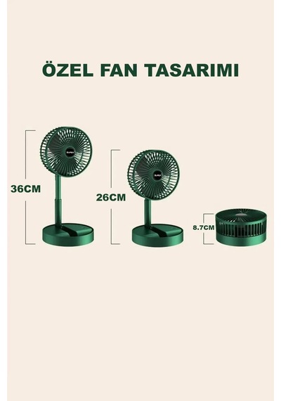 Ultra Sessiz 3 Kademeli Hafif Kablosuz 1200mah Pervane Taşınabilir Usb Şarjlı Masa El Fan Vantilatör