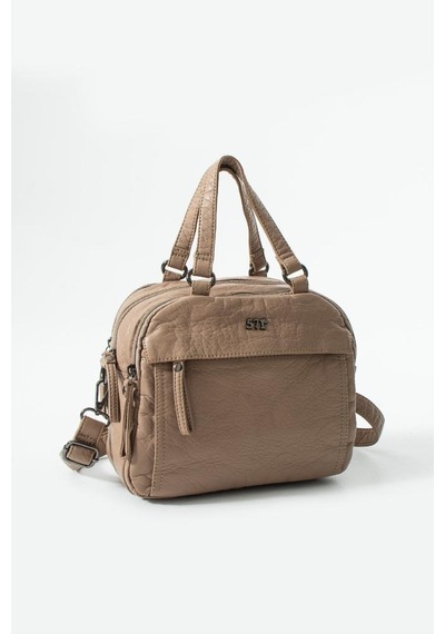 Baginn Retro Vegan Deri Günlük Kadın Postacı Çanta Çapraz Askılı Omuz Çantası Yıkama Suni Deri 27 23 Cm Krem