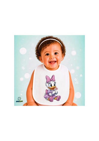 Daisy Duck Keten Bebek Mama Önlüğü Yumuşak - Emici - Yıkanabilir - Özel Tasarım P042 Çok Renkli
