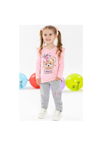 Breeze Kız Çocuk Taytlı Takım Fiyonklu Ayıcık Baskılı 1.5-5 Yaş, Pembe-pembe Pembe