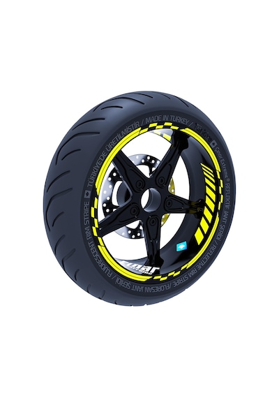 Floresan Sarı Moto GP İç Dış Jant Şeridi Takım Sticker Çınar Extreme