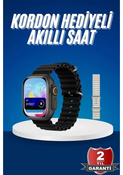 Mey İthalat Ultra Akıllı Saat 49 Mm Çift Kordonlu Arama Cevaplama Bluetooth Bağlantılı
