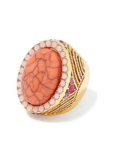 Xl Oval Cocktail Ring, Büyük Oval Taşlı Gösterişli Yüzük Turuncu