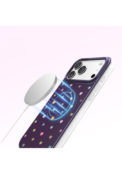 İphone 18 Pro Uyumlu Kılıf M-safe Şarj Özellikli Zore Paris Axen Sert Pc Kapak Mürdüm
