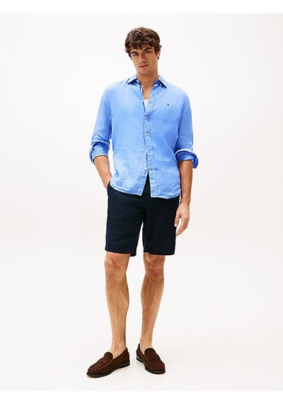 Tommy Hilfiger Harlem Po Lınen Short Erkek Mavi Şort - Mw0mw37804