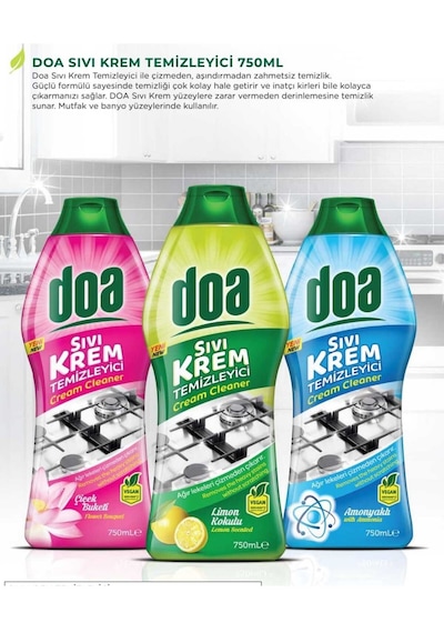 Doa Sıvı Krem Temizleyici 750 Ml X 3 Adet 3’lü Set