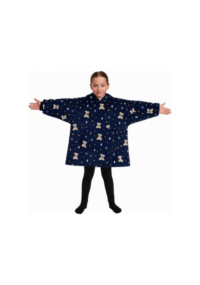 Çocuk Giyilebilir Battaniye Wellsoft Unisex Oversize Lacivert