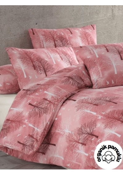 Lotus Home Lüks Pamuklu Çift Kişilik Nevresim Seti Ağaç Desen 200 x 220