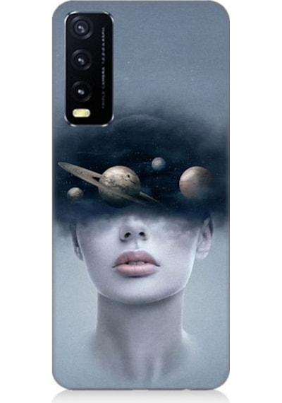 Vivo Y20 Uyumlu Kadın Ve Evren Desenli Silikon Kılıf