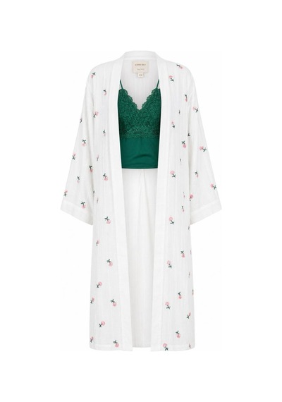 Lila Mare Pamuk Kumaşlı Nakışlı Özel Tasarım Kimono Renkli Renkli