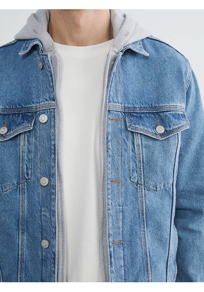 Lcw Jeans İndigo Standart Kalıp Kapüşonlu Erkek Jean Mont