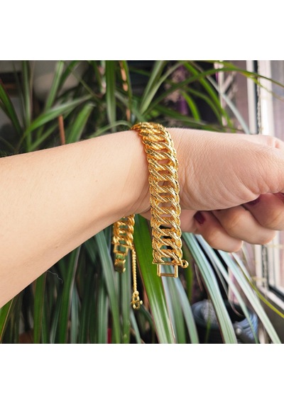 Slowshe-22k Altın Kaplama Halat Bileklik Gold