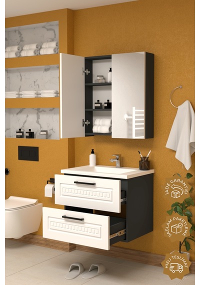 Teta Home Floransa 65 Cm Mdf Gövde Membran Kapak Banyo Dolabı Seti Beyaz Teta Home Floransa 65 Cm Mdf Gövde Membran Kapak Banyo Dolabı Seti Beyaz